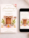 Traditional Indian Housewarming Party Invitation | Griha Pravesh | Watercolor Floral Welcome Board and Invitations house warming flower