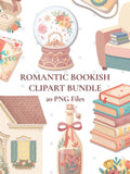 Romantic Pastel PNG Bundle, Floral Bookish Clipart, Love Theme Graphics, Wedding Invitation Elements Love Romance Flower