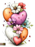 20 JPG Whimsical Heart Clipart Bundle Ð Watercolor Floral Design, Cute Romantic Love Illustrations for Cards, Scrapbooking, Digital Download Love Romance Flower