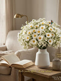 Realistic Artificial White Daisy & Baby's Breath Bouquet - Set of 20 - Faux Wildflower Arrangement for Modern Farmhouse Home, Office, ... faux plants
