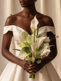White Calla Lily Bridal Bouquet, Elegant Wedding Bouquet, Bride Flower Bouquet, White Green Floral Arrangement, Bridal Flowers Bouquet