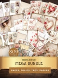 Romantic Junk Journal Mega Bundle, Vintage Ladies Valentine Peony Victorian, Floral Scrapbook Kit, Instant Download Love Romance Flower