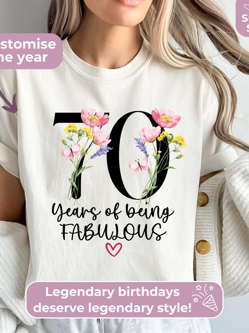 70th Birthday Gift Shirt For Women, 70th Birthday Ideas For Wife, 70th Gift For Best Friend, Flowers Birthday Shirt For MomÕs 70th Birthday birthday flower