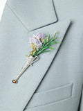Flower Bouquet Brooch, Personalized Floral Brooch, Groom's Brooch, Wedding Brooch, Lapel Pin, Men's Brooch, Best man Brooch, Gift for Him ANNIVERSARY