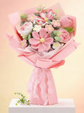 Handmade Crochet Pink Rose Bouquet, Keepsake Floral Arrangement, Home Decor, Wedding Gift Bouquet