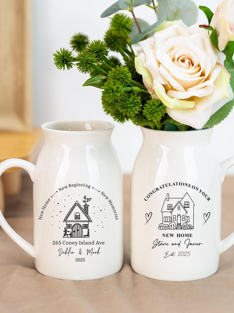 Personalized New Home Ceramic Vase,Custom Housewarming Gift Vase,New Home Small Vase 2025,First House Vase,Couples Gift,Friend Gift house warming flower