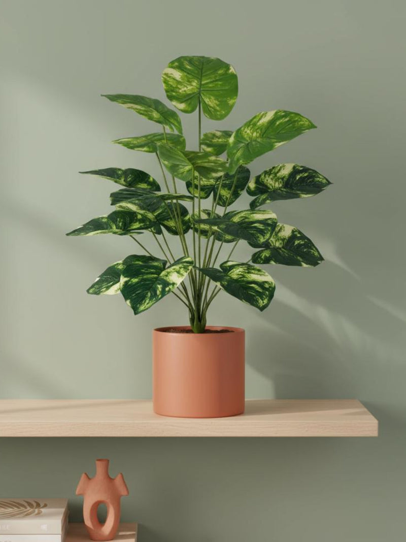 Faux Variegated Plant Stem | Artificial Tropical Leaves | Large Fake Houseplant | No Maintenance Greenery | Modern Botanical Decor | Boho... faux plants
