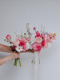 Real Touch Bridal Bouquet/Pink Coral Wedding Bouquet/ Fuchsia Flower Bouquet/Fake Faux Wedding Flowers/Bridesmaid Bouquet/ Bouquet