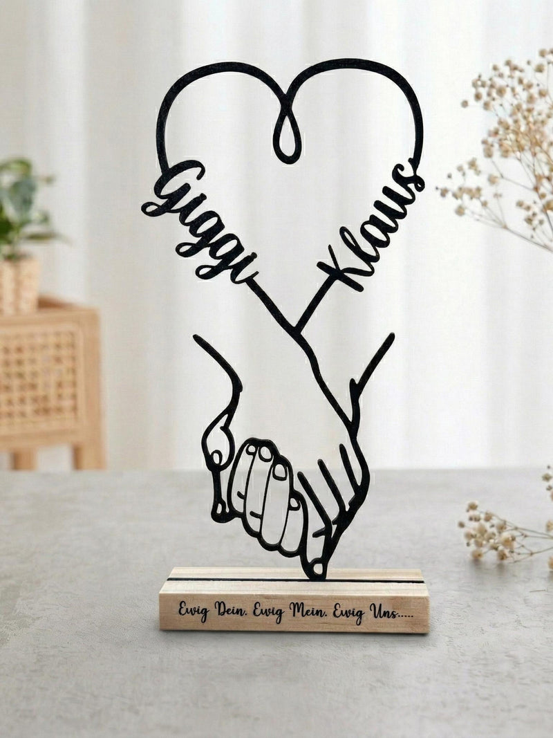 Personalized Wedding & Anniversary Gift | Line Art Decor | 3D Printed Hands Standee | Unique Couple Gift with Names ANNIVERSARY