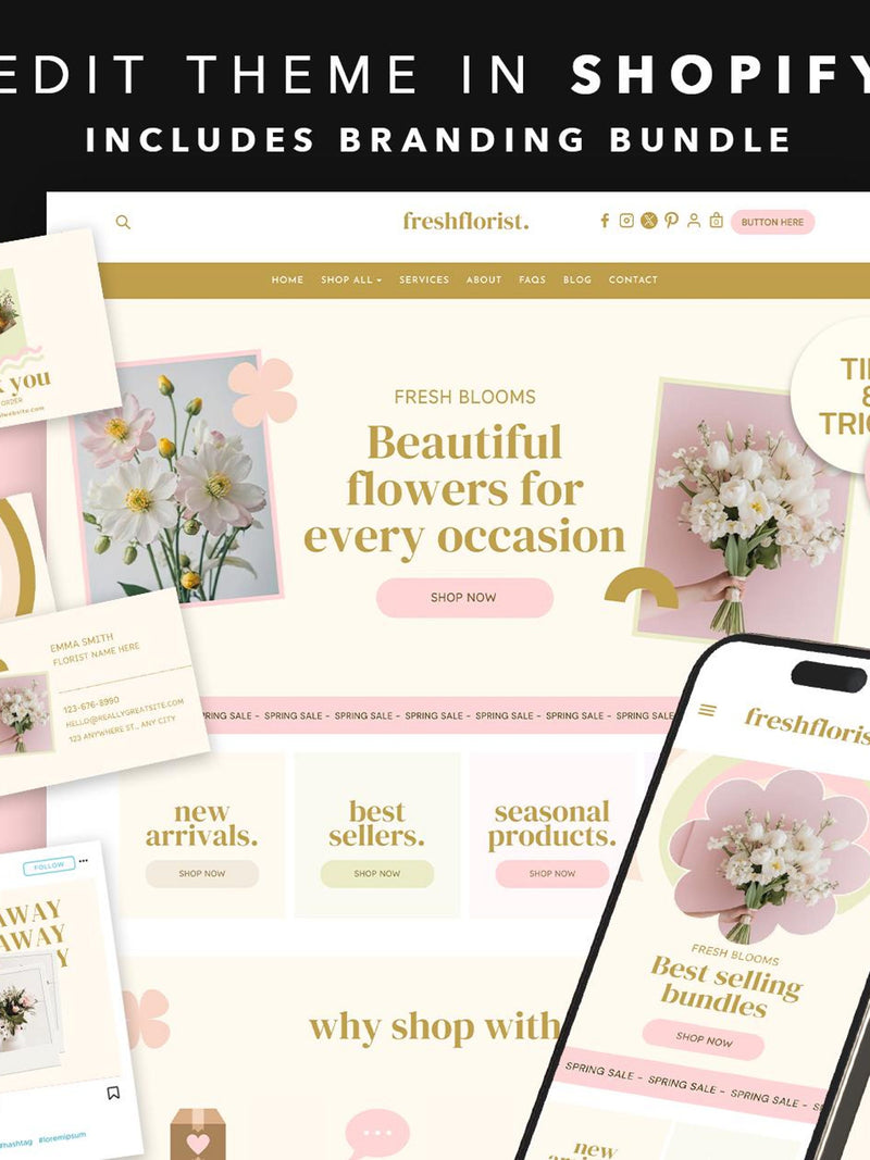 Florist Shopify Website Theme, Flower Shop Template, Delivery Store FLOWER DELIVERY