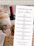 New Home Blessing Scripture Printable, HouseWarming Gift Basket Printable, Traditional Housewarming, Instant Download, Editable Text house warming flower
