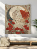 Lightweight Printed Tapestry, Art Nouveau Skeleton Tapestry, Death And The Maiden Wall Hanging, Gothic Romance, Vintage Style Love Gift Love Romance Flower