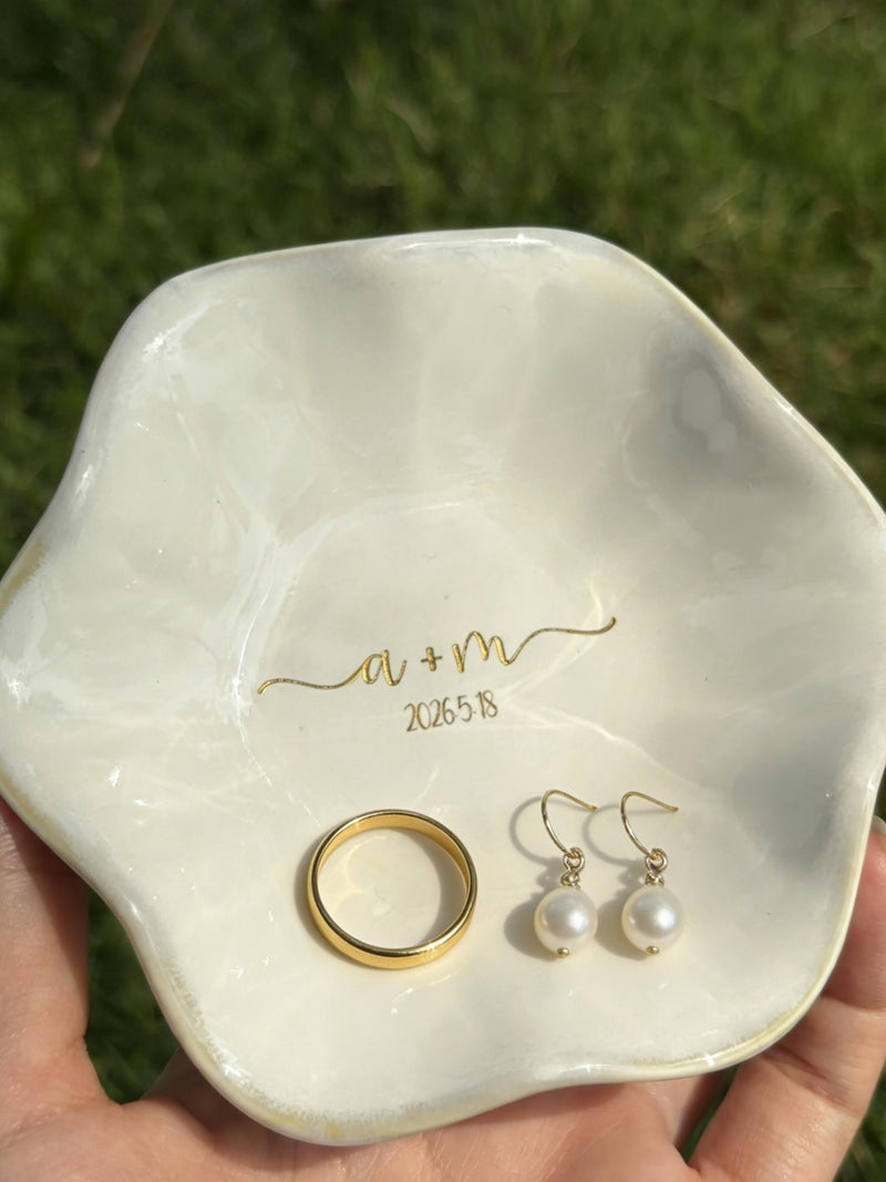 Engraved Ceramic Jewelry Dish-Custom Initials Ring Ceramic Tray-Personalized Earrings Holder with Name-Bridesmaid Gift-Wedding Gift for Her ANNIVERSARY