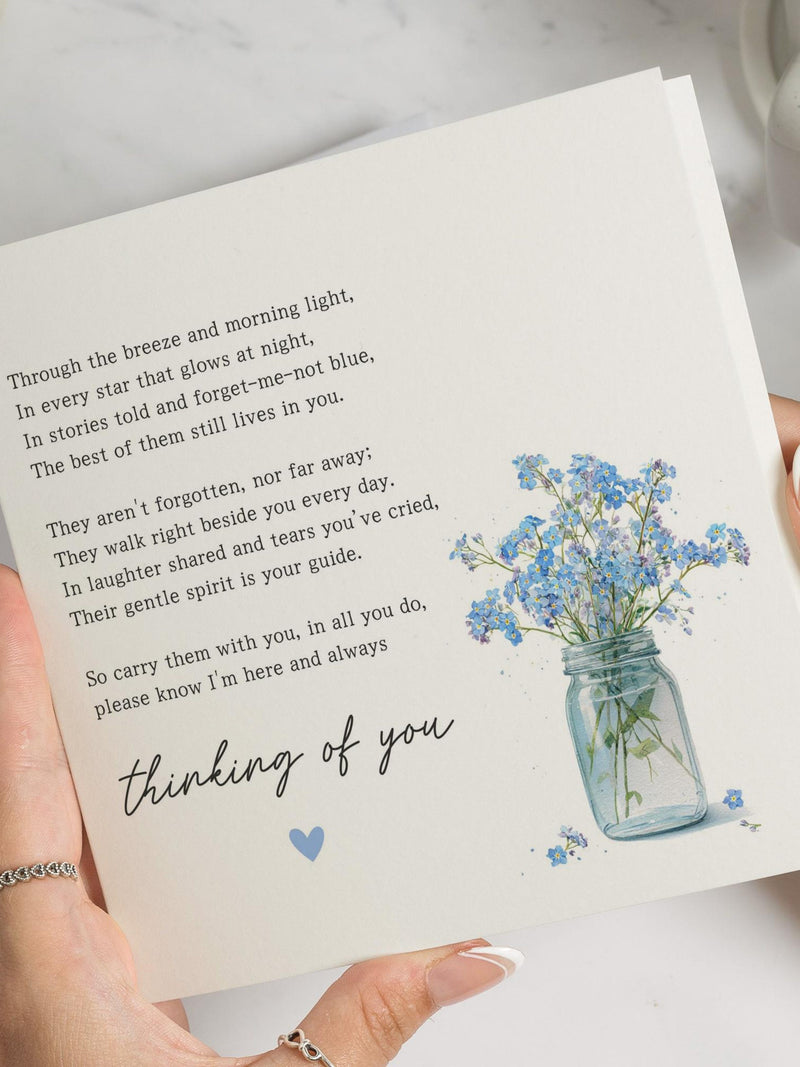 Thinking Of You Card, Sympathy Card, Floral Sympathy Card, Poem Card, Forget Me Not Card, Support Card, Bereavement Card, Card For Friend sympathy flower