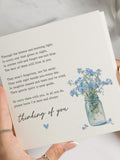 Thinking Of You Card, Sympathy Card, Floral Sympathy Card, Poem Card, Forget Me Not Card, Support Card, Bereavement Card, Card For Friend sympathy flower
