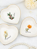 Birth Flower Jewelry Dish, Bridesmaid Ring Dish, Personalised Ring Dish for Girl Women, Bridal Shower Birthday Gift for Mom/Sister/Friend FLOWER DELIVERY