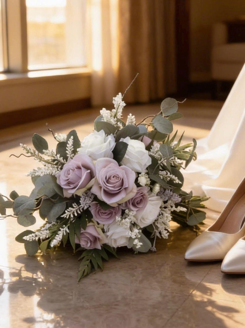 Lavender Wedding Bouquet, Purple Bridal Bouquet with Eucalyptus, Lilac Bridesmaid Flowers, Garden Style Wedding Bouquet, Keepsake flowers wedding flower