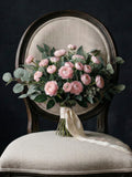 Blush Ranunculus Artificial Bridal Bouquet, Faux Greenery Wedding Flowers, Silk Bridesmaid Bouquet Bouquet