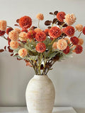 Artificial Dandelion Silk Flowers, 5-Head Pom Pom Mum Stems, Autumn Fall Floral Arrangement for Vase, Wedding Centerpiece, Rustic Home Decor silk flower