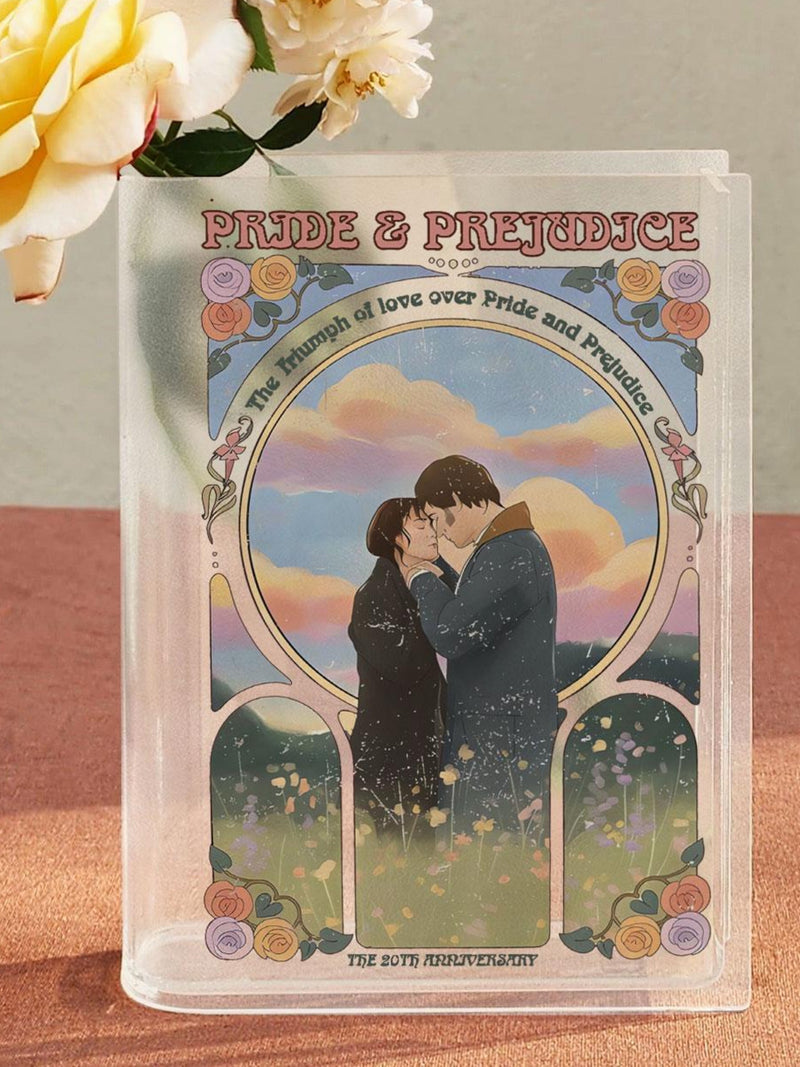 Pride and Prejudice Book Vase, Romantic Acrylic Book Vase, Classic Couple Illustration Vase, Book Shaped Vase, Jane Austen Decor Love Romance Flower