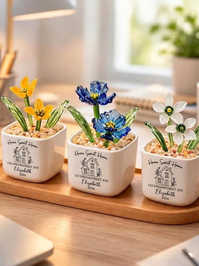 Personalized First Home Gift, Custom Glass Flower Pot for New Home, Housewarming Gift for Couple, Moving In Gift, New Homeowner Gift 2026 house warming flower