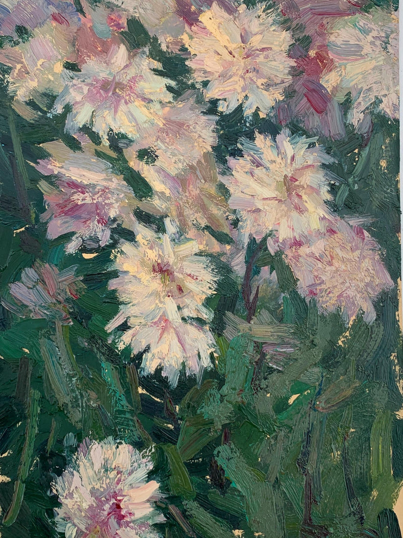 Flowers. Original painting by Ukrainian artist I. Kovalenko. 40-23 cm, oil on cardboard, 1970s. FLOWER DELIVERY