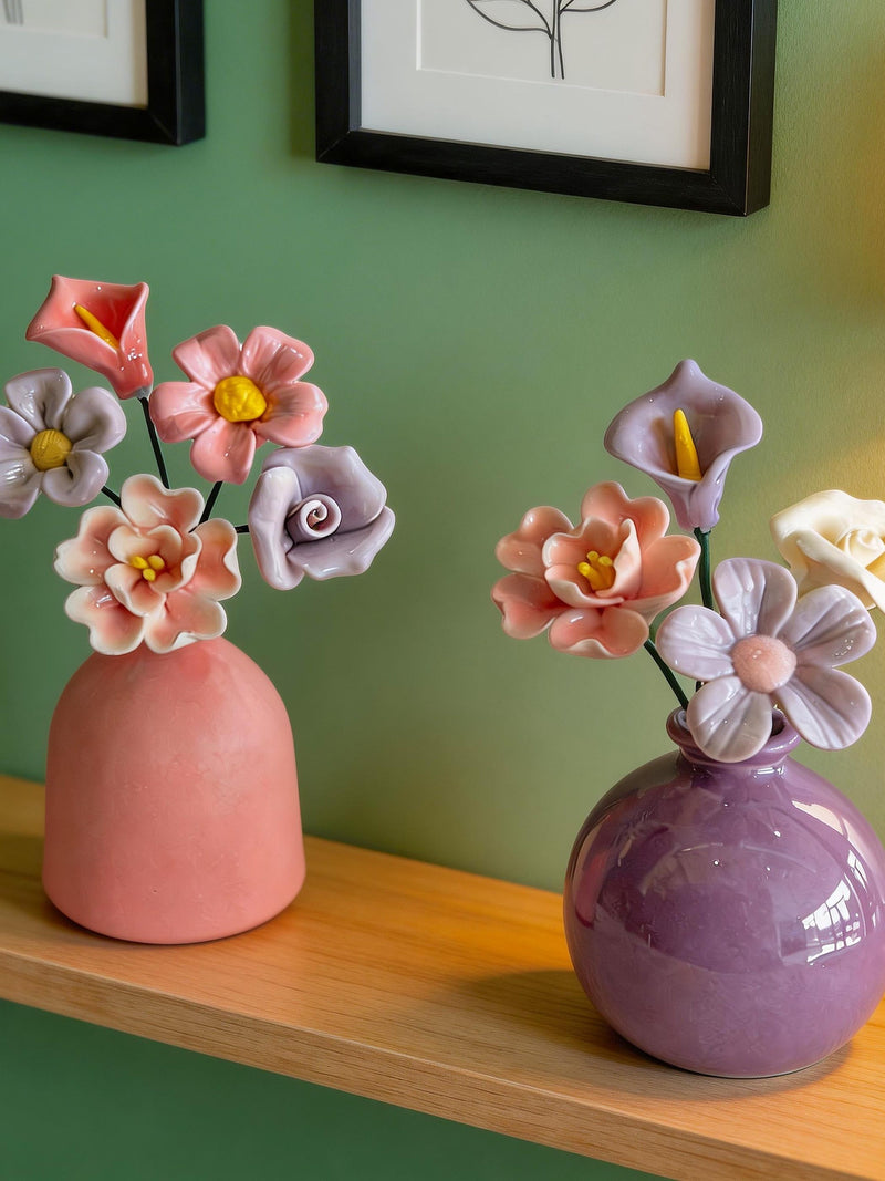 Ceramic Flower Bouquet, Anniversary Gift for Wife, Mother's Day Gift, Housewarming Decor FLOWER DELIVERY