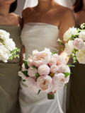 Peony Wedding Bouquet: Rustic Pink Peony Bridal Bouquets, Artificial Flowers, Corsage, Boutonniere, Wedding Accessories Flowers Bouquet