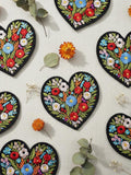 Embroidered Floral Heart Patch for Denim Jacket Botanical Love Iron On Patch for Streetwear Fashion Romantic Street Flower Badge Love Romance Flower