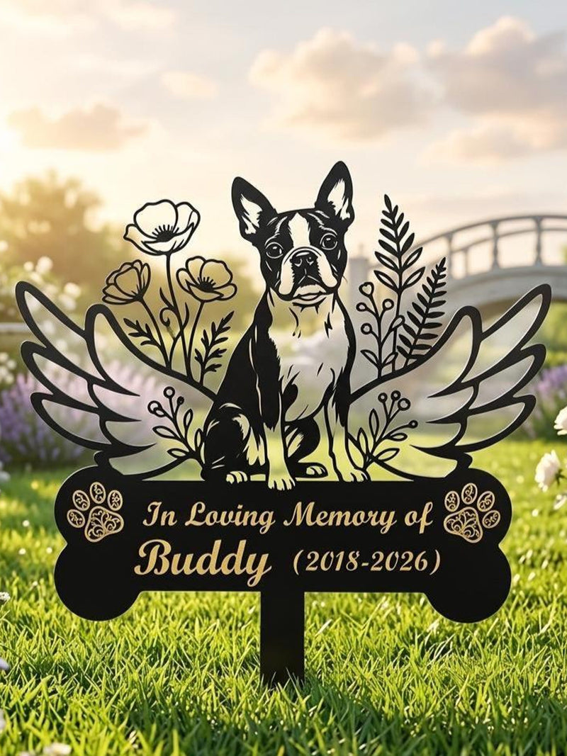 Personalized Boston Terrier Memorial Stake, Pet Grave Marker, Sympathy Remembrance Sign sympathy flower
