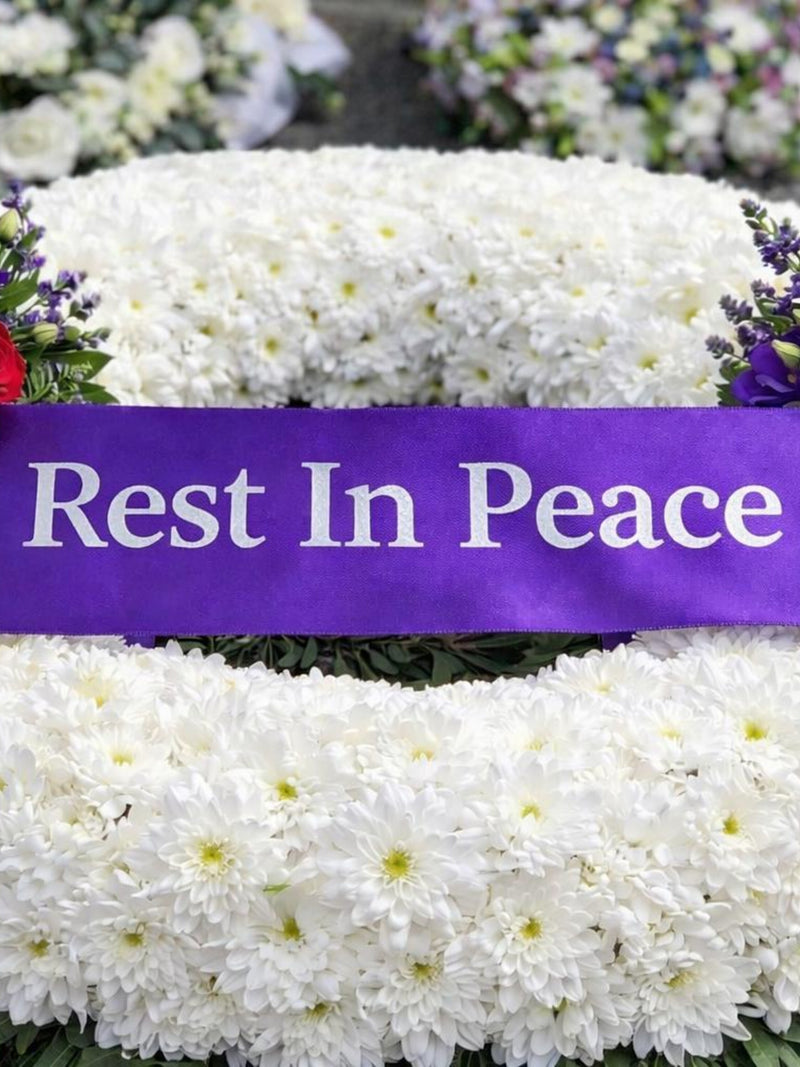 Funeral Wreath Ribbon Personalised Ð Custom Memorial Ribbon for Floral Tribute, Sympathy Flowers Banner Satin sympathy flower