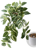 Artificial Hanging Plants, Faux Realistic Silk Greenery with Plastic Pot Fake Potted Plants for Shelf Tabletop Cabinet Window Bedroom faux plants