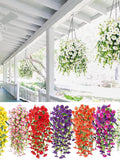 2PCS Artificial Hanging Flowers Silk Petunia UV Resistant Fake Hanging Plants Outdoor Garden Wedding Home Decor faux plants