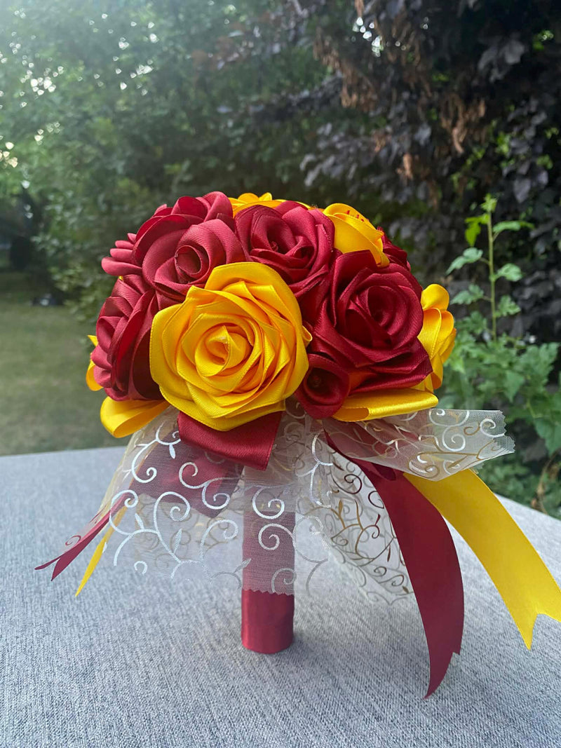 Rose Bouquet | Luxurious Satin Bridal Bouquet | Silk Flower Arrangement | Wedding Centerpiece | Never-Wilt Home Decor Bouquet