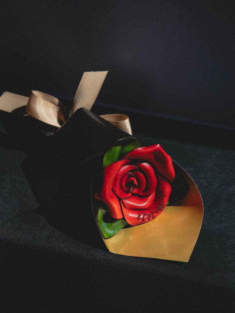 Handcrafted Leather Rose, 3rd Anniversary red rose ANNIVERSARY