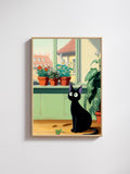 Jiji Sunny Kitchen Poster Ð Ghibli Inspired Black Cat Flower Window Art, Cozy Wall Decor FLOWER DELIVERY