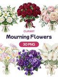 Mourning Flowers Clipart, Funeral Bouquet PNG, Sympathy Floral Graphic, Watercolor Rose Art, Condolence Decor sympathy flower