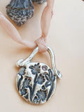 Flower Bouquet Necklace, Wildflower Silver Pendant, Unique Anniversary Gift for her sympathy flower