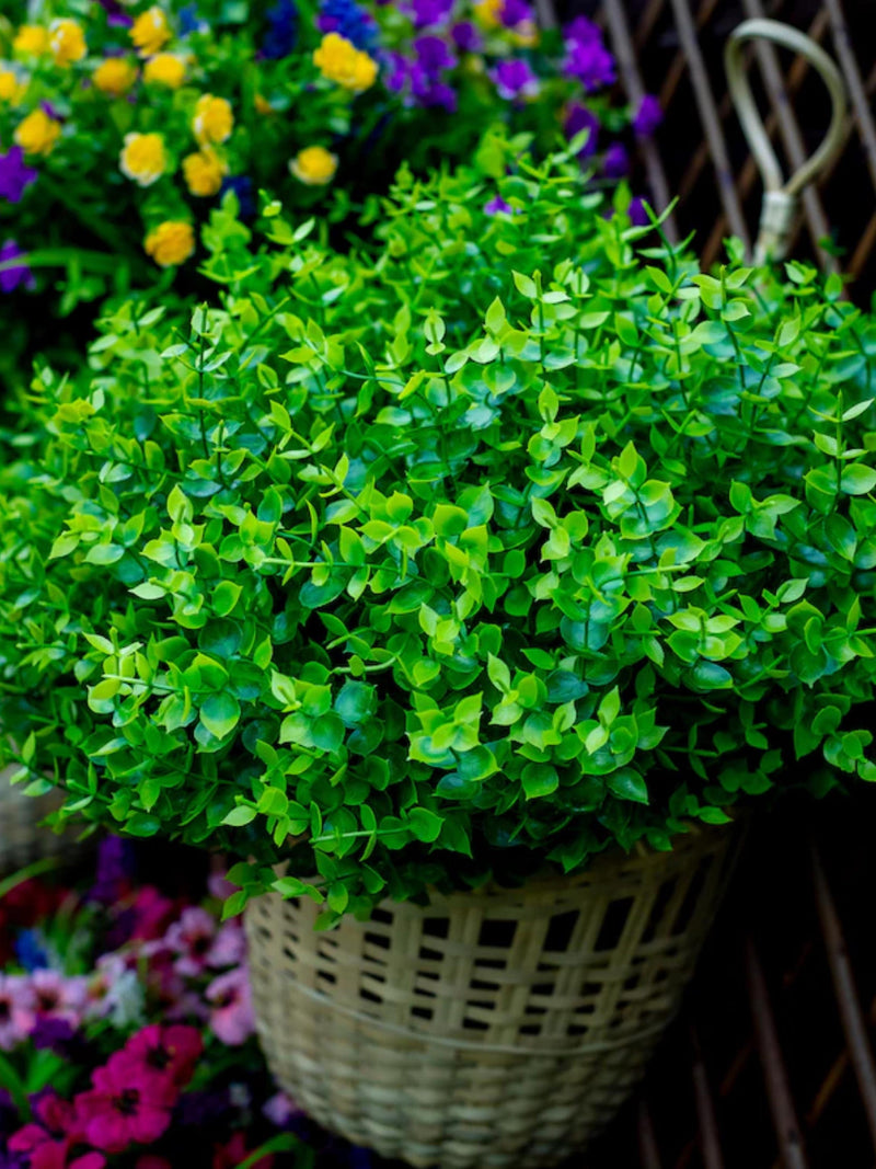 UV Resistant Artificial Boxwood Shrubs Ð 8 Bundles Non-Fading Fake Greenery for Outdoor Indoor Decor faux plants