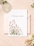 Printable Sympathy Card, Minimal Watercolor Flowers Card (Digital Download) sympathy flower