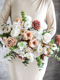 Netral Earth Bouquet, Silk Flower Wedding Bouquet, Bridesmaids, Bridal Set silk flower