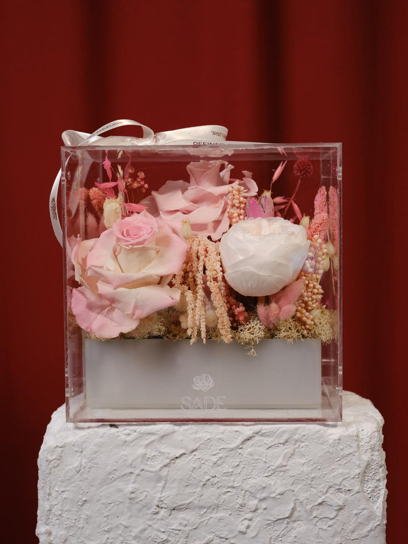 Pink Preserved Rose and Peony Box | Eternal Flower Arrangement | Long Lasting Roses |  Luxury Floral Gift | Anniversary Floral Gift Box FLOWER DELIVERY