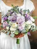 Lavender Faux Wedding Bouquet, Handmade Silk Bridal Flowers Bouquet