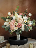 Dusty Pink Wedding Bouquet, Ivory Silk Flower Bridal Bouquet Bouquet