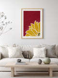 Mid Century Modern Bold Floral Digital Wall Art | Minimalist Retro Red & Mustard Yellow Decor | Boho Radiant Afternoon House Warming Gift house warming flower