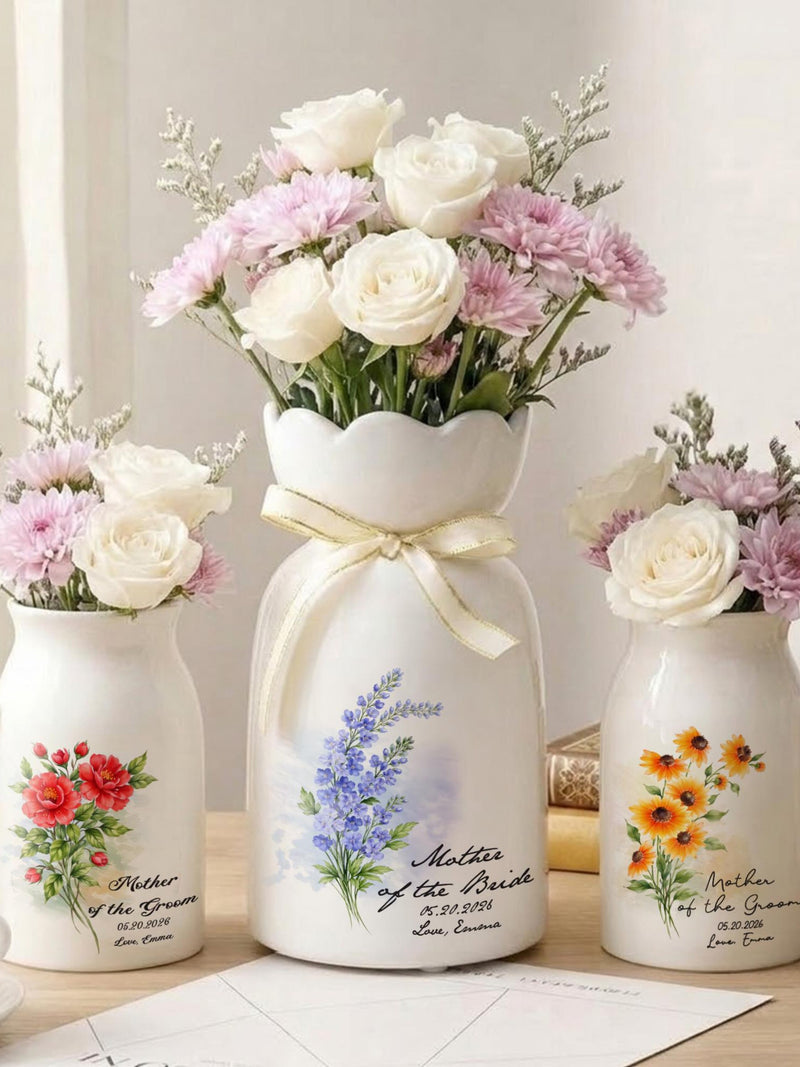 Personalized Grandma's Garden Birth Flower Vase, Custom Name Ceramic Flower Vase, Mothers Day Gift, Anniversary Gift, Floral Home Decor ANNIVERSARY