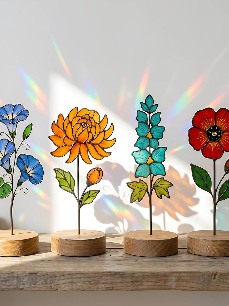 Birth Month Flower Stained Glass, Personalized Gift for Mom Grandma, Family Birth Flower Decor, Mothers Day Gift birthday flower