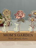 Custom Mom's Garden Love Grows Here Night Light, Personalized Birth Flower Acrylic LED Lamp, Mother's Day Gift for Mom, Grandma, Family Gift birthday flower