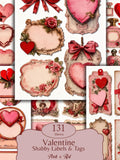 Antique Victorian Valentine Labels, Shabby Chic Romantic Fussy Cuts, Printable Love Junk Journal Ephemera (Digital Download) Love Romance Flower