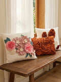 3D Floral Pillow Covers, Handmade Flower Cushion, Pink Rose Decorative Throw Pillow, Cozy Romantic Home Decor, House Warming Gift house warming flower